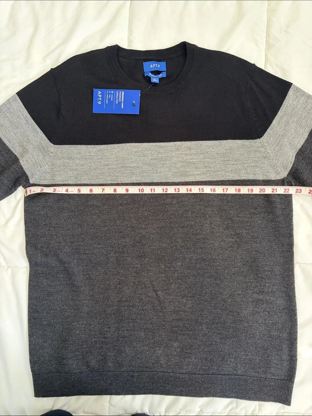 Apt. 9 Men's Merino Wool Blend Crewneck Colorblock Sweater Lg NWT